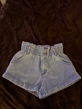 High-Rise Light Blue Denim Paperbag Shorts- PACSUN Mom short size 23